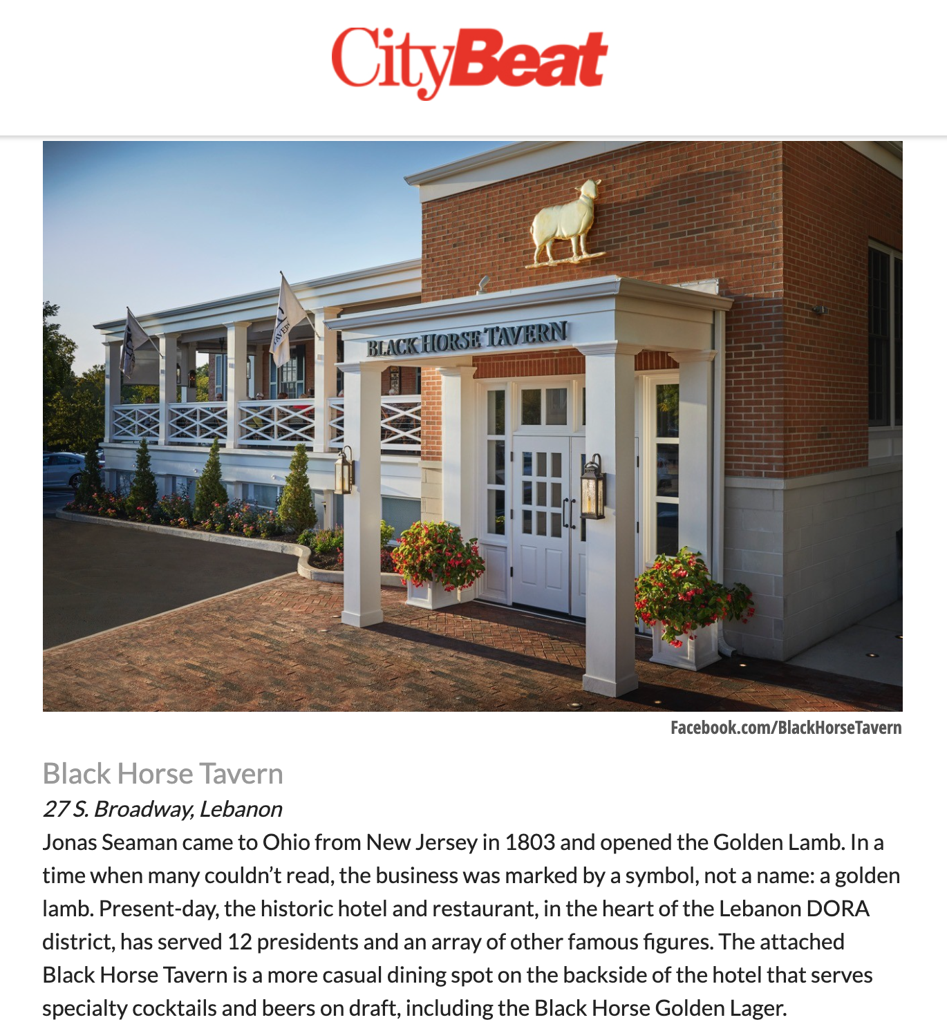 CityBeat features Black Horse Tavern